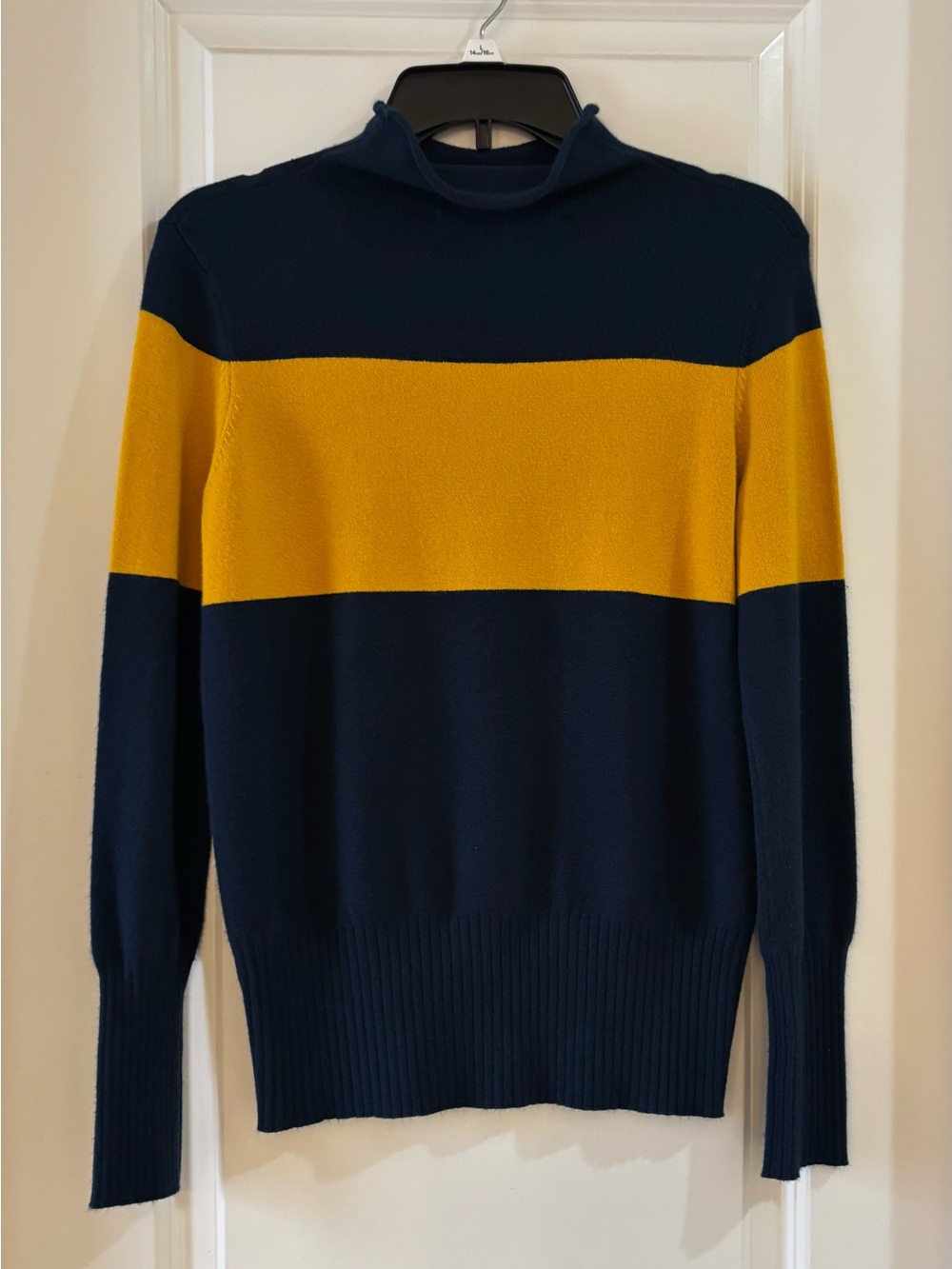 Women’s French Connection Navy and Mustard Stripe Sweater S